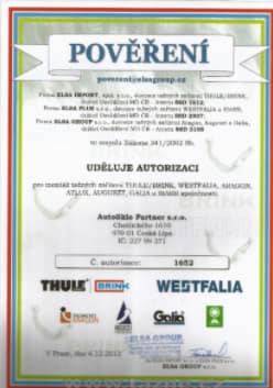 Společnost ELSA GROUP udělila společnosti AutoSklo Partner certifikát na montáž tažných zařízení